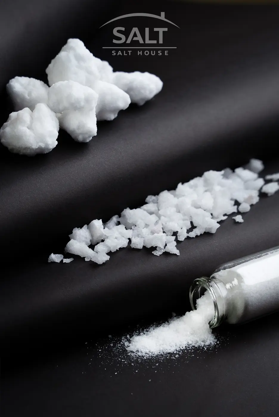 Raw, granular and fine mineral salt grades